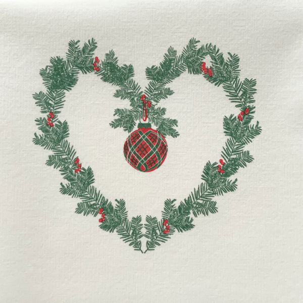 Paviot Coeur de Sapin, weiß mit Tannenherz bedruckt, rot. gruen,
